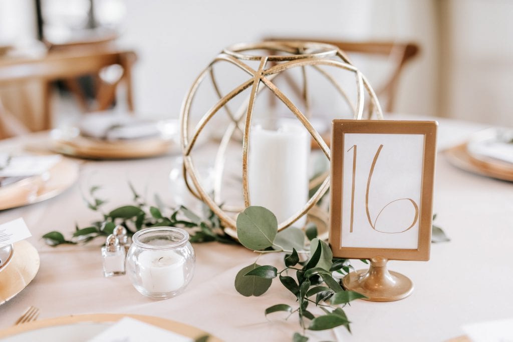 Table number with candle and decorations